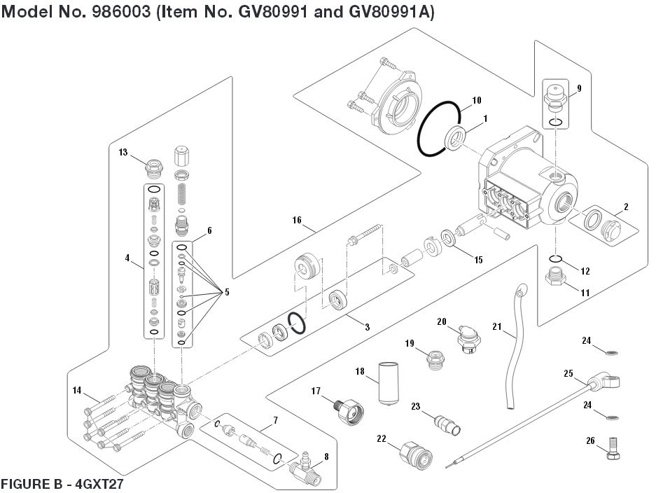 Gravely Model 986003 Pump Breakdown